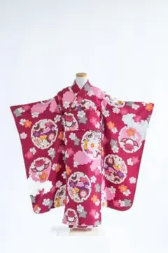 K未使用品 御祝着 七五三 3歳 女の子 花柄 赤□N80629-04 - メルカリ