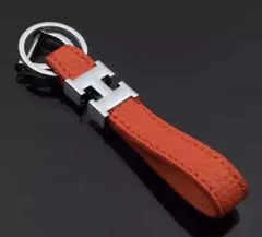 H キーホルダー　キーリング　オレンジ　金具　シルバー