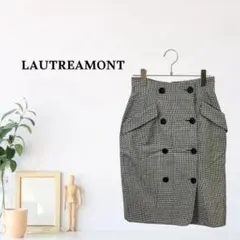 zk397【M】LAUTREAMONT ひざ丈スカート 千鳥格子柄 タイトのサムネイル