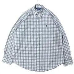 春秋 ラルフローレン BD長袖シャツ チェック ポニー刺繍 US古着 b17