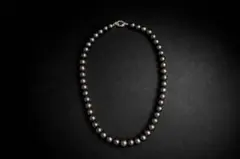 天然ブラックパール ネックレス＆ピアスセット（8–10mm）ピアス7mm