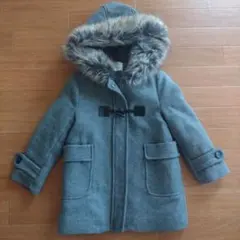 ZARA グレー ダッフルコート ファー付きフード