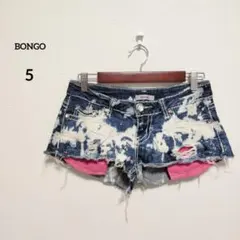 【Y2K】BONGO 極太ステッチ デニム ショートパンツ ブリーチ タイダイ