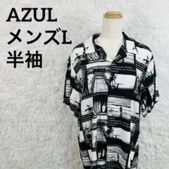 AZUL BY MOUSSY フォトプリント オープンカラーシャツ Lのサムネイル