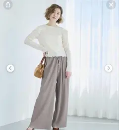 cocaリブ編み グレー ワイドパンツ Mサイズ