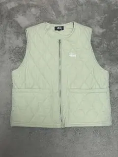 Stussy ライトグリーン キルティングベスト　L