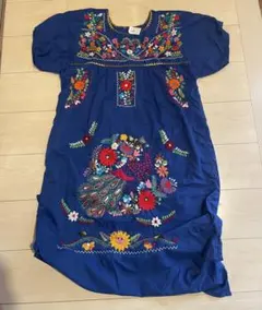 XXL相当 US vintage メキシカンワンピース 刺繍 水色 Q335 - メルカリ