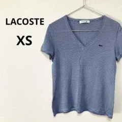 ラコステ レディース 半袖 カットソー Tシャツ ボーダー 青 小さめ XS