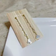 新品　未使用opala フラワー型　ロングピアス　淡水パール　パールピアス