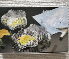 HOYA ガラス小鉢 6セット クリスタルガラス かえで型 小皿 昭和レトロのサムネイル