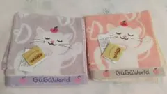 2枚セット■GuGuWorld ねこ柄 綿100% タオルハンカチのサムネイル
