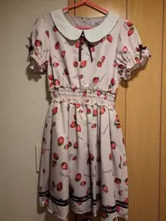 アンクルージュ　いちご柄ワンピース　ピンク　Mサイズ