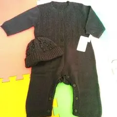 新品タグ付　4400円　ニット帽付　ロンパースフーセンウサギ　80オールインワン