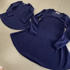 売切希望⭐︎親子コーデ　ハンドメイドチュニックワンピース　大人フリー＆キッズ110