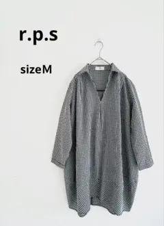 r.p.s スキッパー襟チュニックシャツ　ギンガムチェック　ゆったり　洗える