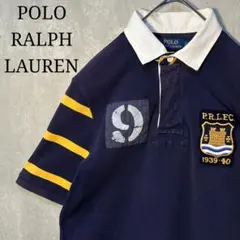 POLOラルフローレン バイカラーポロシャツ ラガーシャツ ロゴ刺繍ワッペン付