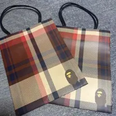 BAPE チェック柄 ショッパー 2枚セット　ape エイプ
