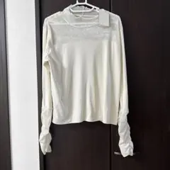 長袖ホワイトメッシュトップス4L