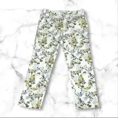 a.v.v standard 花柄 クロップド丈 ストレッチ スキニーパンツ M