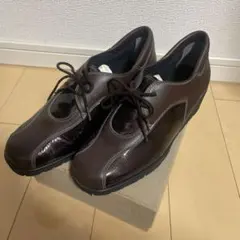 ブラウンレザー ローファー 靴紐付き