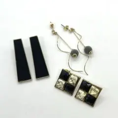 ブラック×ホワイト モノトーン系ピアスセット