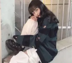 ゴシックグランジパンクロックビッグサイズダメージボーダーニット 