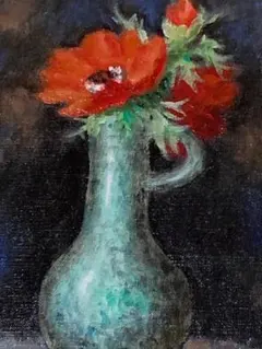 絵画　油彩肉筆画　真作　木村文俊『花げし』1985年作　F4 絵画 油彩肉筆画 真作 木村文俊『花げし』1985年作 F4 - メルカリ