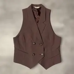 Rhahody ダブルボタン ベスト ジレ ピンクブラウンのサムネイル