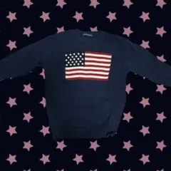 Brandy Melville ニット国旗トレーナー 紺