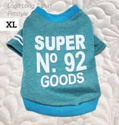 【XL】 新品 犬服 英字ロゴ 長袖 Tシャツ 裏起毛 Petstyle ブルー