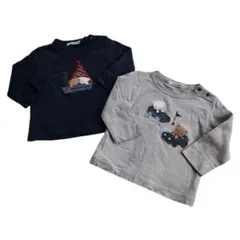【ファミリア familiar】現行品 長袖 Tシャツ 80cm 2枚セット