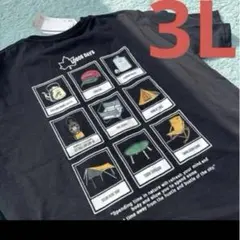3L ロゴスデイズ　LOGOS DAYS　Tシャツ ロゴ　黒　キャンプ用品柄