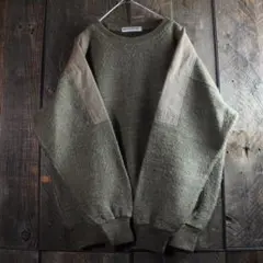 SP古着 ヴィンテージ カーキ ミリタリーニット 起毛 ショルダーパッチ L