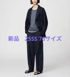 新品 ユニクロu コットンブレンドタックワイドパンツ ダークグレー 76