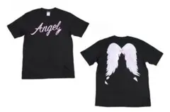 即購入⭕️ MILK Angel プリント 天使 羽 半袖 Tシャツ 黒 ピンクのサムネイル