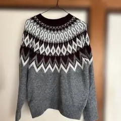 ノルディック柄ウール混紡セーター