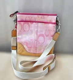 COACH コーチ シグネチャー ショルダーバッグ　ポシェット　ピンク