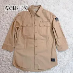 【極美品】AVIREX U.S. NAVY ミリタリーシャツ ベージュ 海軍のサムネイル