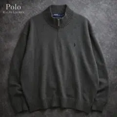 ポロラルフローレン ハーフジップニット オリーブグレー 刺繍ポニー 4XB