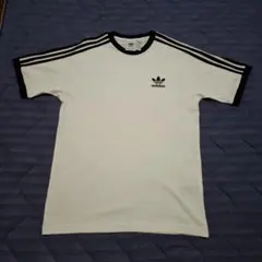 adidas アディダス 3ストライプ ホワイト Tシャツ M