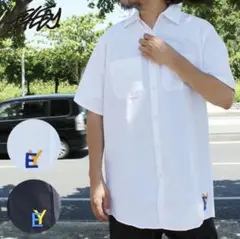 ワークシャツ　シャツ　半袖シャツ　白　EYEDY アイディー　L-XL-2XL