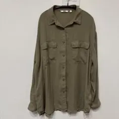 UNIQLO カーキ 長袖シャツ Lサイズ