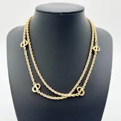 Dior クリスチャンディオール ロゴ ロングネックレス チェーン ゴールド