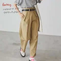 【タグ付】fortsy. ツータックワイドテーパードチノパンツ ベージュ