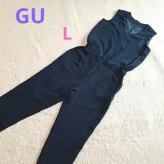 GU ジーユー ノースリーブ オールインワン ネイビー Lサイズ ウエストゴム