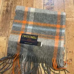 TWEEDMILL ウール マフラー グレー/オレンジ
