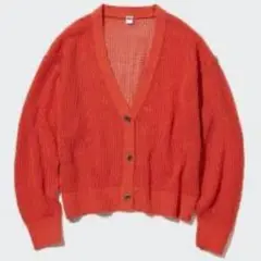 UNIQLO オレンジ メッシュショートカーディガン　M
