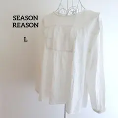 シーズンリーズン 刺繍 レース カットソー ホワイト サイズＬ コットン混