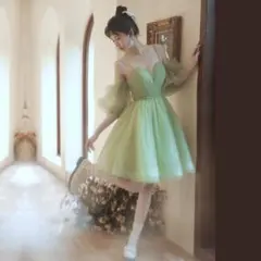 ✴︎新品✴︎ ふんわりシフォン Aライン ミニ丈 フレア ドレス XSサイズ