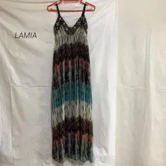LAMIA ラミア マルチカラー 総柄 スパンコール キャミワンピース ロング丈のサムネイル